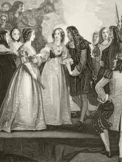 König Karl II. von England trifft seine Schwester Herzogin Henrietta von Orleans in Dover im Jahr 1670, aus 